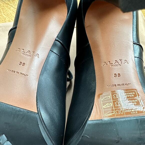 Alaïa Black Leather Hiker Boots EU 38 Trek Ankle Stiletto Lace up - Picture 2 of 16